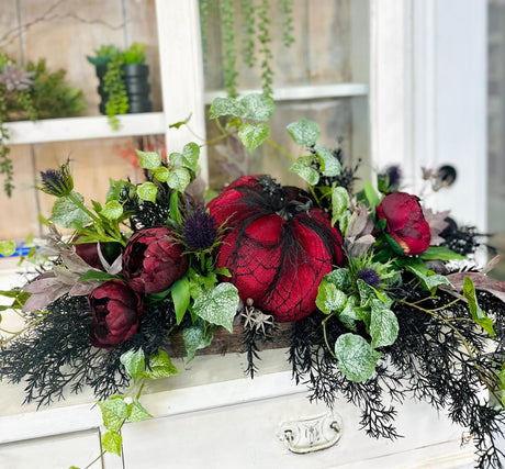 Gothic Halloween Pumpkin Floral Arrangement | Glam Halloween Table Decor TCT Crafts