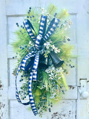 Rustic Winter Pine Swag with Bells and Blue Berries – Farmhouse Christmas Decor TCT Crafts