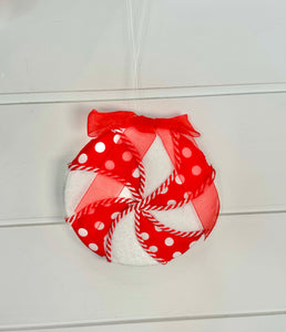 6" Foam/Fabric Peppermint Polka Dot Christmas Ornament - Red/White Holiday Decor-MTX70812