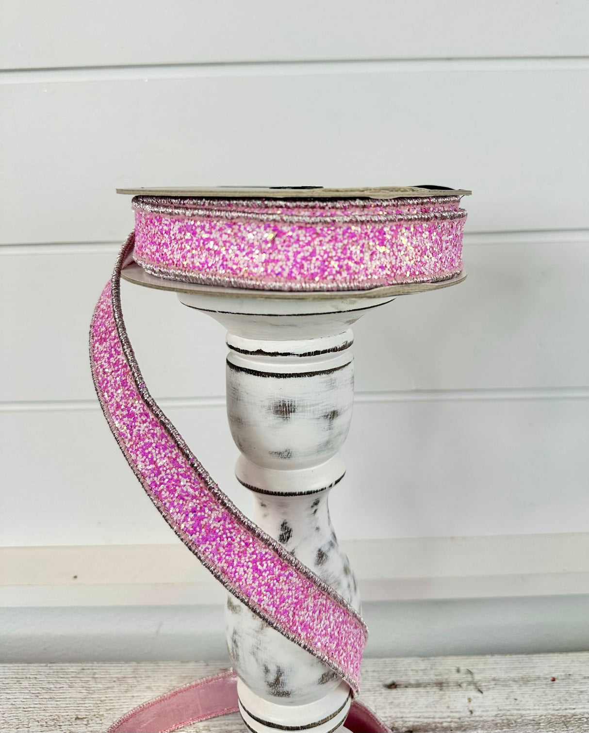 1"x10 yards Designer Farrisilk Sparkly Pixie Dust Wired Ribbon in Light Pink by TCT Crafts - Whimsical Elegance-RK323-14 Farrisilk
