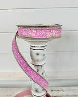 1"x10 yards Designer Farrisilk Sparkly Pixie Dust Wired Ribbon in Light Pink by TCT Crafts - Whimsical Elegance-RK323-14 Farrisilk