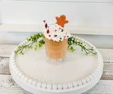 5" Faux Gingerbread Theme Hot Chocolate - Mini Christmas Decor in 8oz Coffee Cup with Clay Cookie, Peppermint & Chocolate Sprinkles TCT Crafts