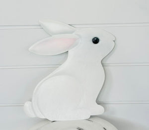 12"Hx11.2"L Metal Sitting White Bunny Sign - Adorable Easter Decor - TCT Crafts - MD105327