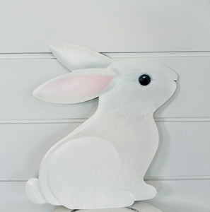 12"Hx11.2"L Metal Sitting White Bunny Sign - Adorable Easter Decor - TCT Crafts - MD105327
