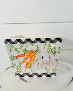 Wooden Easter Carrot Planter with Liner - 5.75"x4.25"H - Choice of 2 Styles - TCT Crafts - KM1145