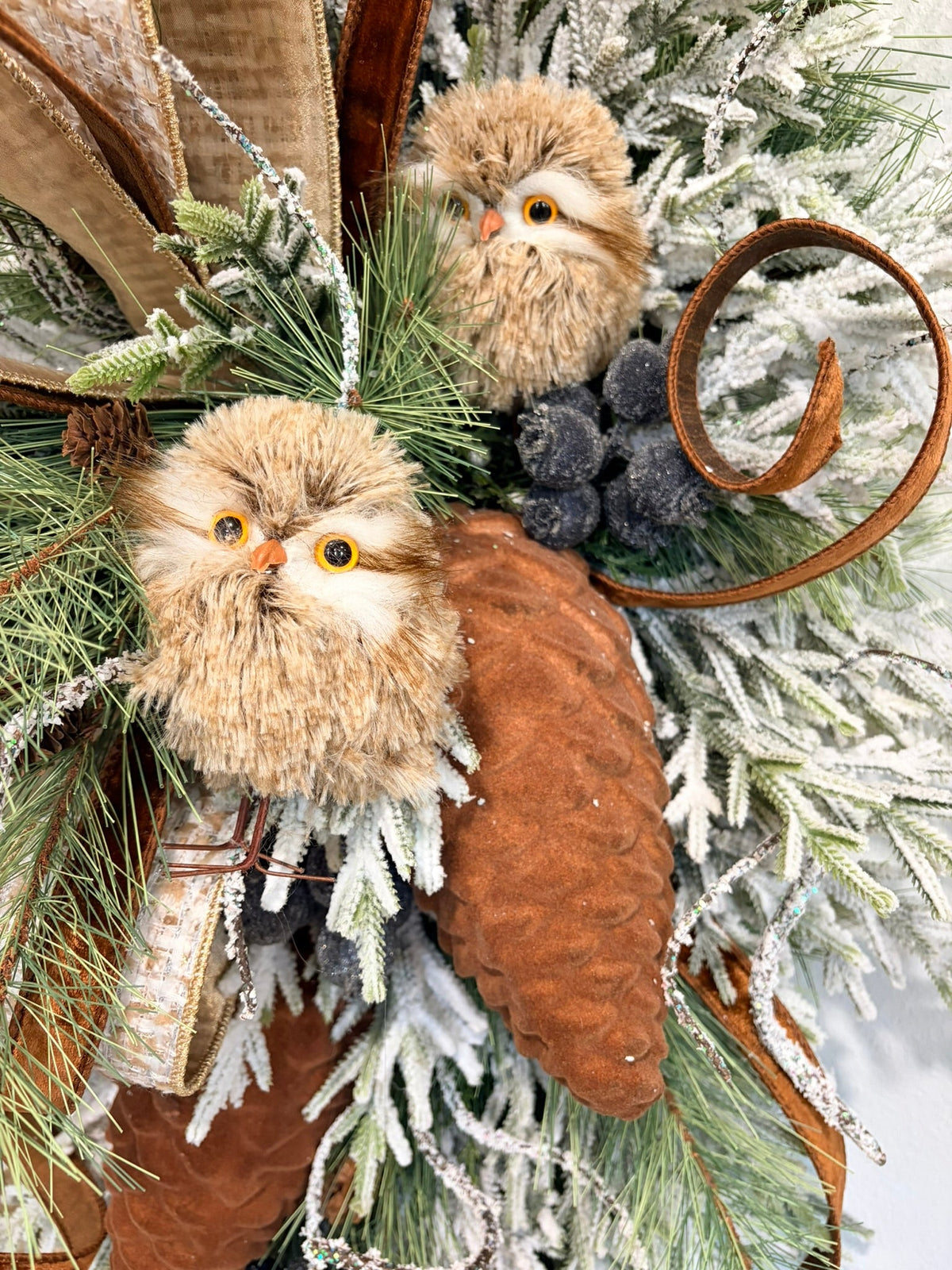 Woodlands Owl Winter Swag | Snowy Pine Front Door Decor | 42"Lx22"Wx16"D-2203 TCT Crafts Designs & Decor