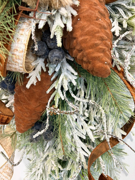 Woodlands Owl Winter Swag | Snowy Pine Front Door Decor | 42"Lx22"Wx16"D-2203 TCT Crafts Designs & Decor