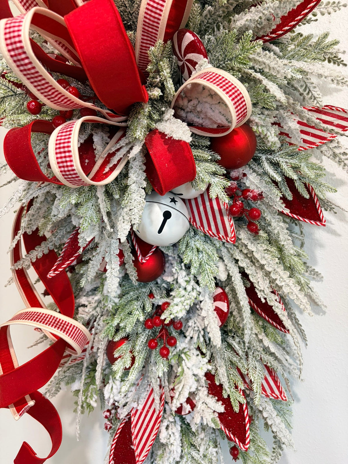 Red White Peppermint Christmas Swag | Candy Cane Front Door Decor | 40"Lx24"W-2204 TCT Crafts Designs & Decor