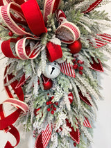 Red White Peppermint Christmas Swag | Candy Cane Front Door Decor | 40"Lx24"W-2204 TCT Crafts Designs & Decor