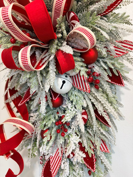 Red White Peppermint Christmas Swag | Candy Cane Front Door Decor | 40"Lx24"W-2204 TCT Crafts Designs & Decor