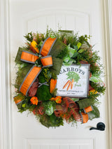 Easter Bunny Carrot-Themed Deco Mesh Wreath - Green & Orange Easter Spring Decor - TCT Crafts Seasonal Decor TCT Crafts