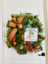 Load image into Gallery viewer, Easter Bunny Carrot-Themed Deco Mesh Wreath - Green &amp; Orange Easter Spring Decor - TCT Crafts Seasonal Decor