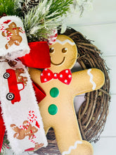 Load image into Gallery viewer, Handcrafted Gingerbread Boy Christmas Wreath