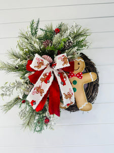 Handcrafted Gingerbread Boy Christmas Wreath