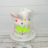 Set of 2 Furry Bunny Bottoms in Cake - 9.5" Styrofoam - White & Pastel Easter Decor - Foam Easter Wreath Attachments - MT26007 TCT Crafts