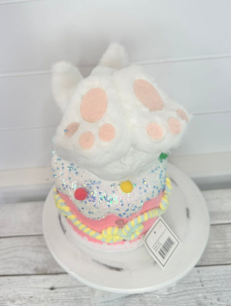 Set of 2 Furry Bunny Bottoms in Cake - 9.5" Styrofoam - White & Pastel Easter Decor - Foam Easter Wreath Attachments - MT26007 TCT Crafts