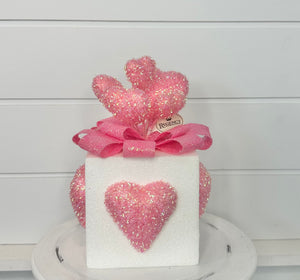 10.5" Valentine's Day Glitter Foam Gift Box with Hearts - Pink and  White Decor - Foam gift box wreath attachment - TCT Crafts (MTX70784RDWH)