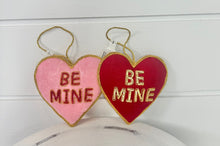 Load image into Gallery viewer, Set of 2- 4&quot; Velvet &#39;Be Mine&#39; Hearts - Embroidered in Pink/Red/Gold and Red/Gold - Valentine&#39;s Day Decor - TCT Crafts - (MTX71533)
