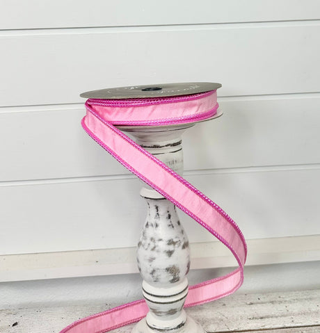 1"x10yd Designer Farrisilk Sherbert Cord Pink Wired Ribbon - Elegant Craft Supplies - Pink Spring Wired Ribbon by TCT Crafts (RK531-14) Farrisilk