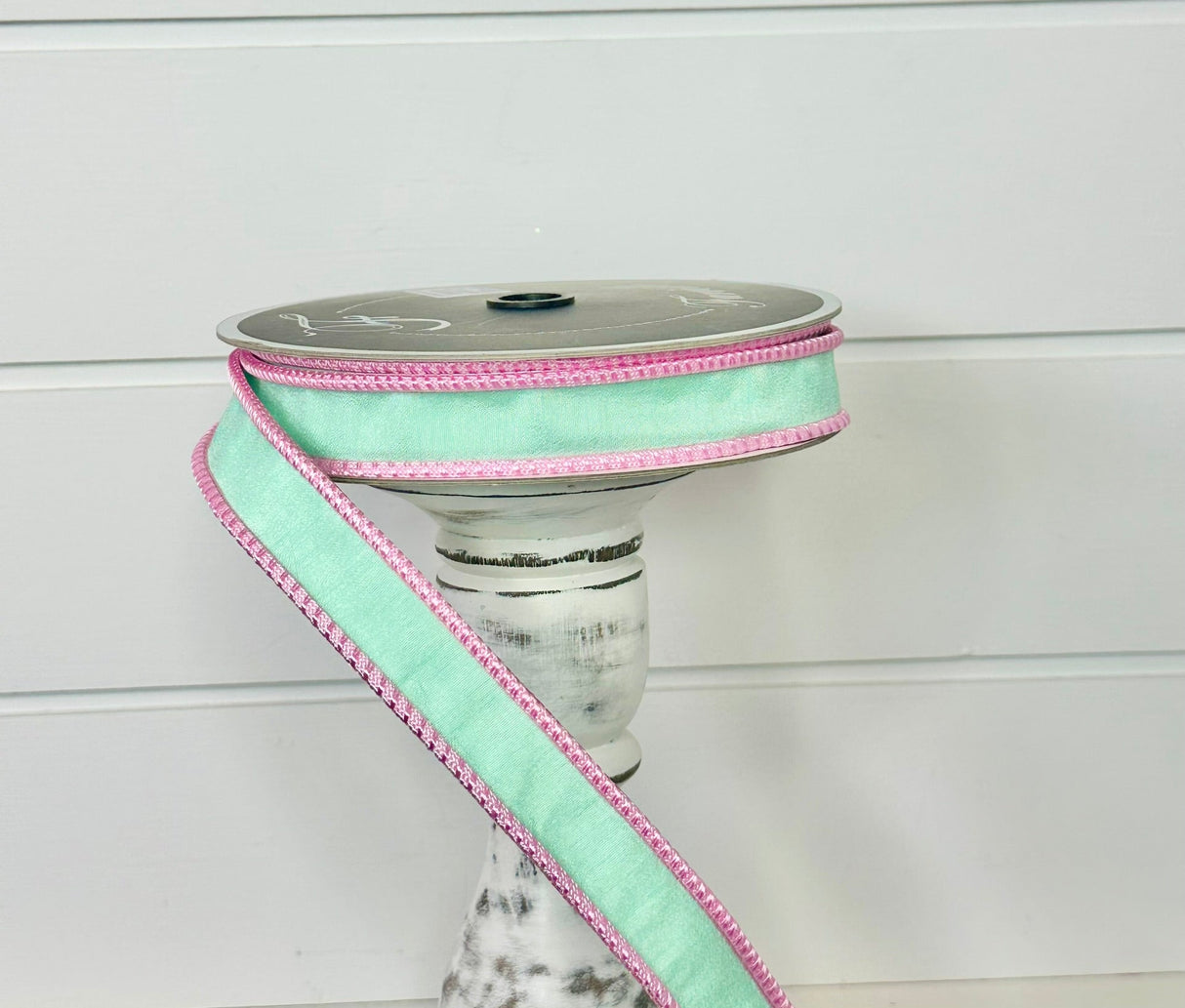 1"x10yd Designer Sherbert Cord Farrisilk Ribbon in Light Blue with Pink Trim - Elegant Ribbon - Spring Wired Ribby by TCT Crafts (RK531-16) Farrisilk