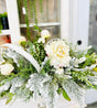 White Winter Wonderland Christmas Centerpiece with Flocked Greenery & Peonies TCT Crafts