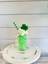 Load image into Gallery viewer, Small Green St. Patrick&#39;s Day Faux Milkshake - Handmade Decorative Piece - Ideal for Tiered Trays, Party Decorations, and Photography Props