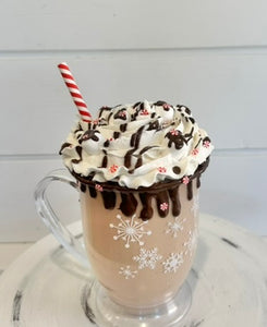 Large Faux Hot Cocoa Mugs with Marshmallows & Peppermint - Fake Drink Decor - Hot Chocolate decor by TCT Crafts