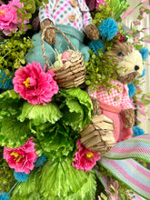 Load image into Gallery viewer, Pastel Pink and Blue Double Bunny Easter Swag with Cute Bunnies - Perfect Spring Door Decoration-Spring Door Swag by TCT Crafts