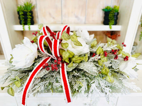 XL Snowy Magnolia Christmas Centerpiece – Winter Table Arrangement TCT Crafts