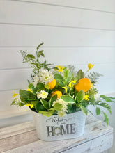 Load image into Gallery viewer, Lemon Floral Welcome To Our Home Table Arrangement - Spring/Summer Daisy &amp; Greenery Decor - Lemon Kitchen and Home Decorations - 17&quot;x20&quot;