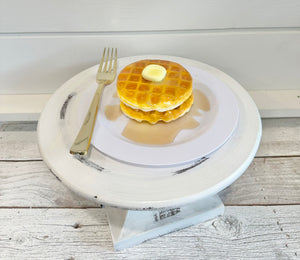 Fake Waffle Plate Display - Decorative Food Prop with Faux Syrup & Butter, Ideal for Photoshoots and Home Decor