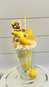 Yellow Summer Lemon Faux Extreme Shake Decor with Gingerbread Girl, Whimsical Kitchen Art, Fake Food Display, Summer Kitchen Decor TCT Crafts