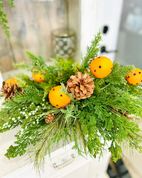 Winter Citrus & Pinecone Arrangement – Holiday Centerpiece with Orange Clove Picks TCT Crafts