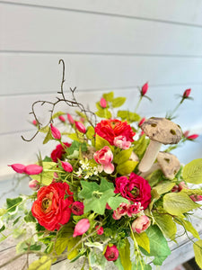 Enchanted Pink Fairy Garden Floral Arrangement, Spring/Summer Blossom Table Centerpiece, Floral Centerpiece 24x20