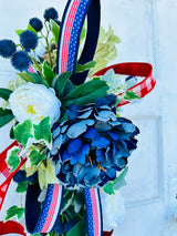 Patriotic Door Hanger Swag, 22x10 Red White and Blue Floral Decoration, Small American Pride Accent for Home by TCT Crafts TCT Crafts
