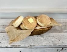 Load image into Gallery viewer, Rustic Faux Biscuit Dough Bowl Display, Primitive Kitchen Decor, Fixed Biscuit Basket Centerpiece by TCT Crafts