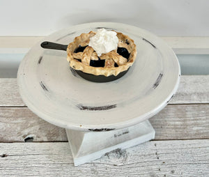 Mini Faux Blueberry Pie in Cast Iron Skillet, 4" Patriotic Tiered Tray Decor, Handcrafted Fake Pie Display by TCT Crafts