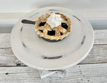 Load image into Gallery viewer, Mini Faux Blueberry Pie in Cast Iron Skillet, 4&quot; Patriotic Tiered Tray Decor, Handcrafted Fake Pie Display by TCT Crafts