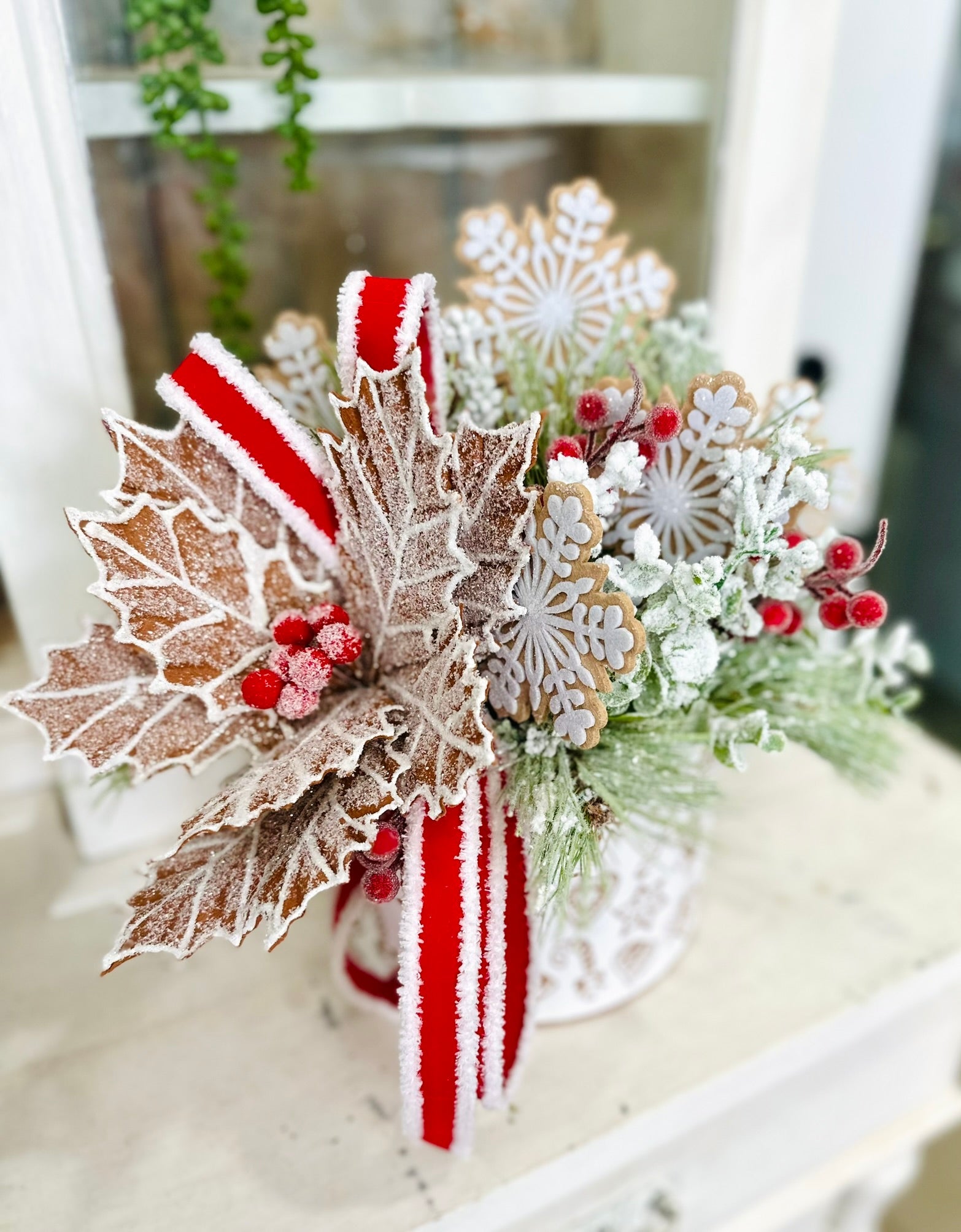 Gingerbread Christmas Arrangement with Cookies & Frosted Pine TCT Crafts