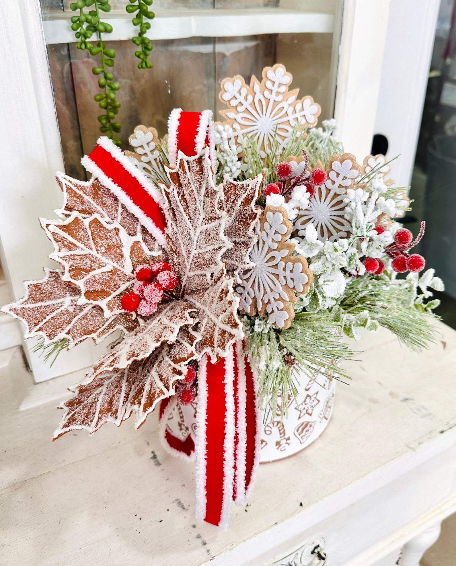 Gingerbread Christmas Arrangement with Cookies & Frosted Pine TCT Crafts