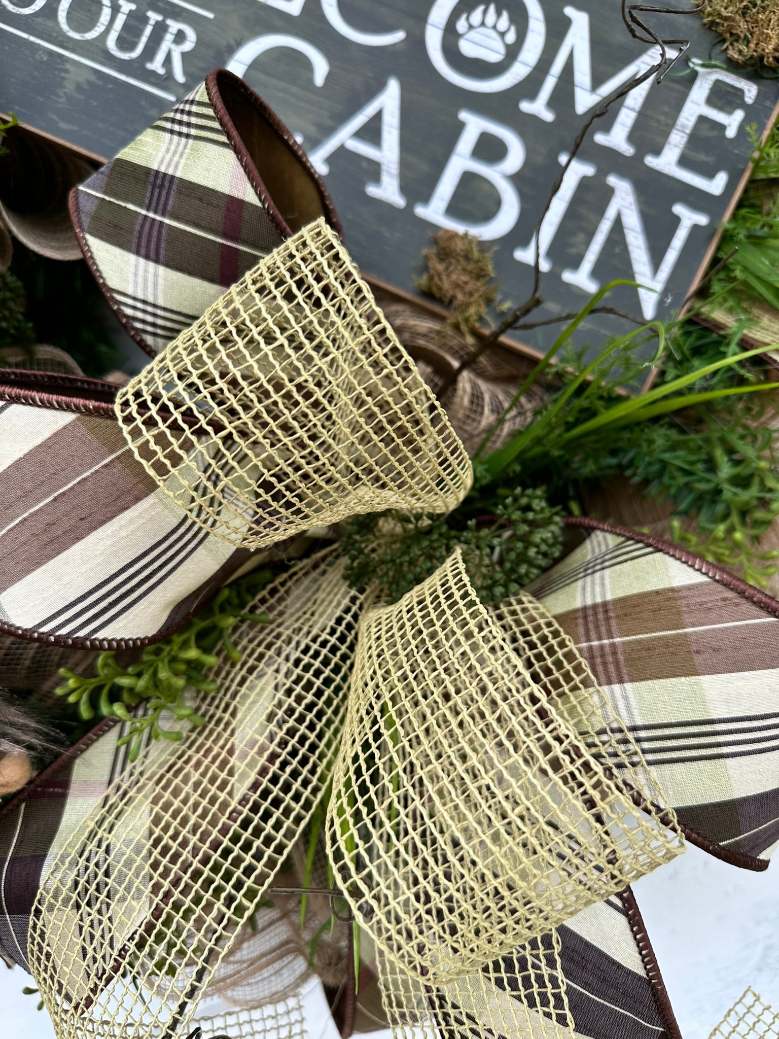Rustic Gnome Cabin Welcome Wreath, 27x23 Handmade Gnome Door Decor, Rustic Cabin Door Decor, Woodland Wreath by TCT Crafts TCT Crafts