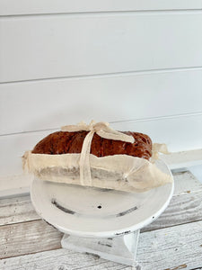 Artificial Pumpkin Cinnamon Bread Decor, 8x3 Distressed Cheesecloth Wrapped, Tier Tray Display for Farmhouse Kitchen