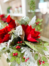 Red Cardinal Holiday Centerpiece with Velvet Magnolias & Snowy Greenery – Christmas Table Decor TCT Crafts