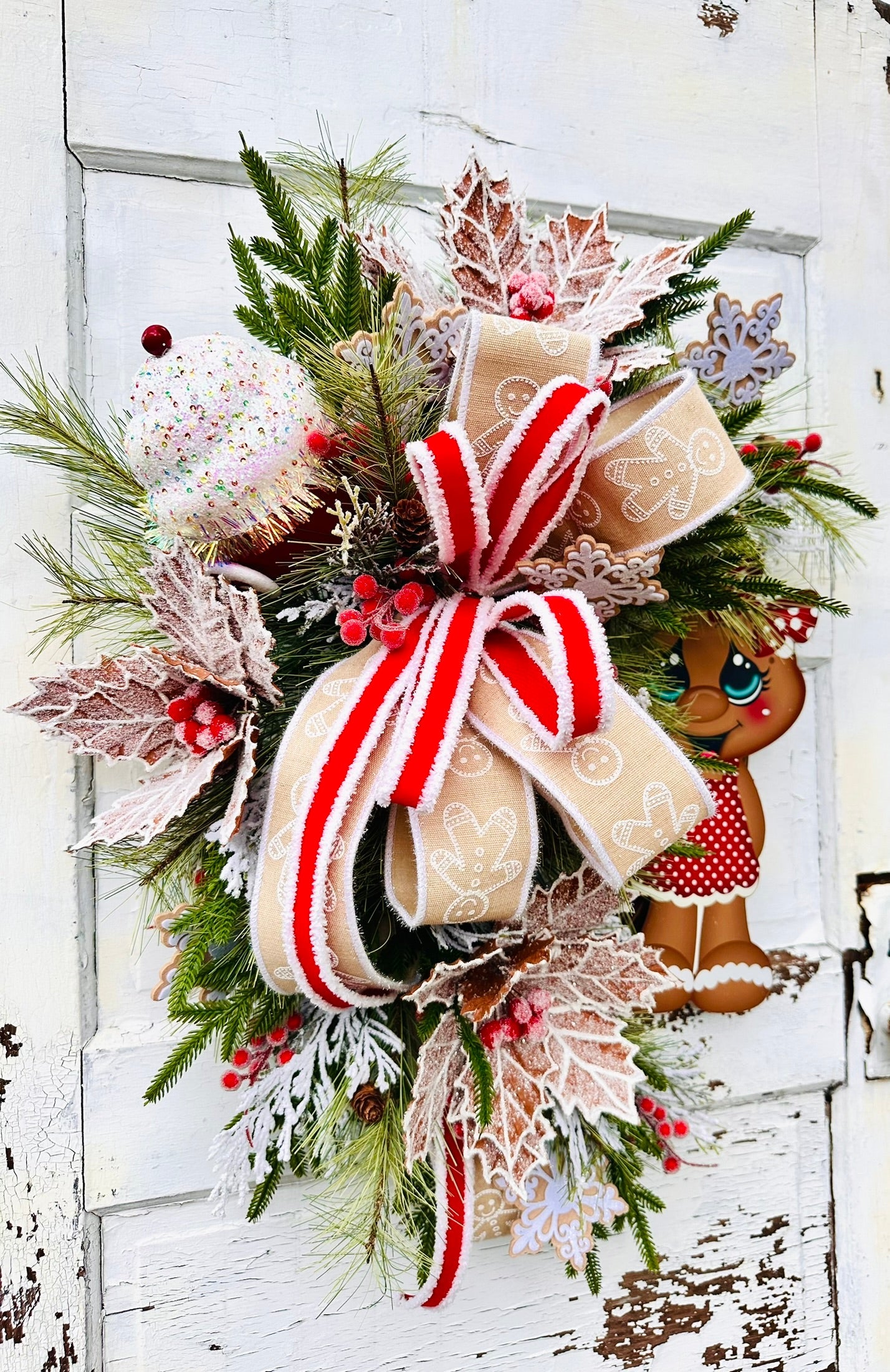 Gingerbread Girl Christmas Wreath | Whimsical Grapevine Holiday Door Wreath TCT Crafts