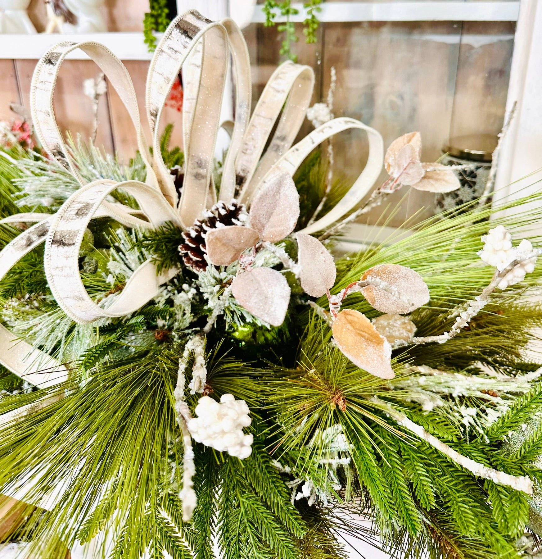 Rustic Farmhouse Christmas Table Swag | 42" Long Holiday Centerpiece TCT Crafts