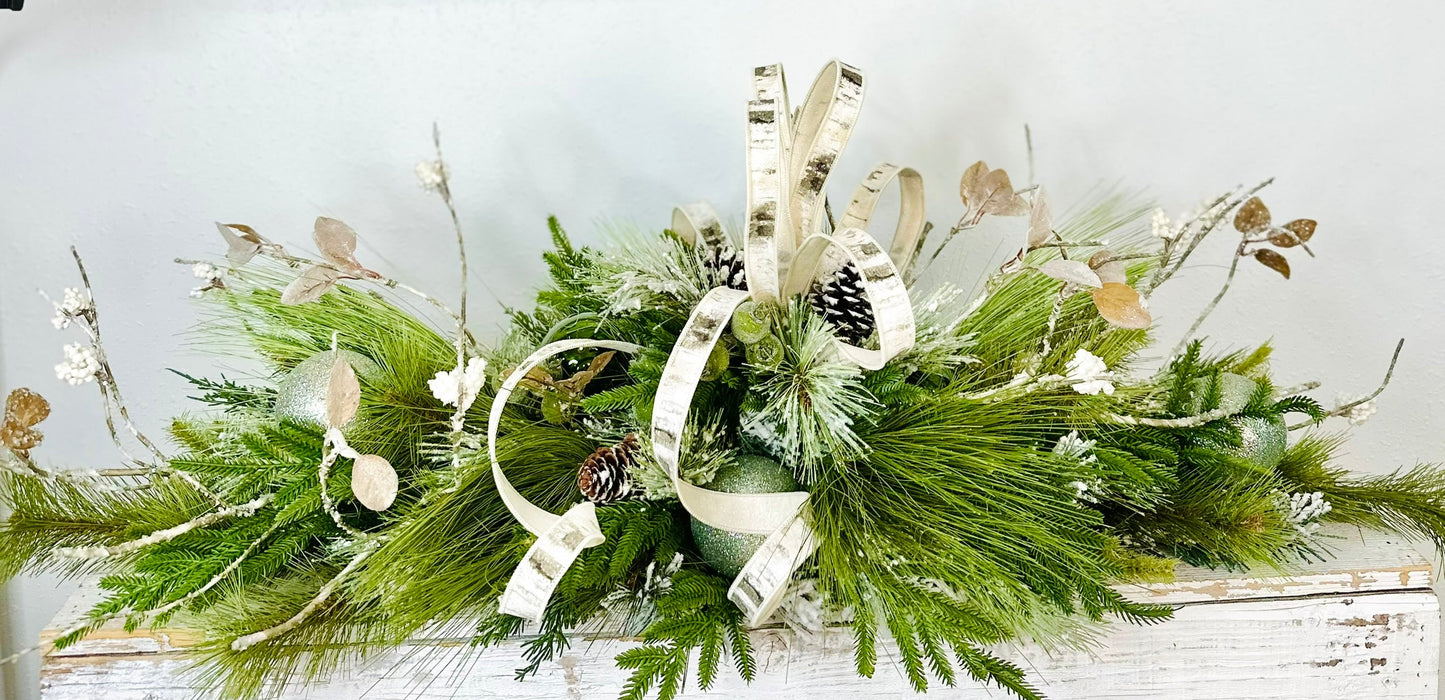 Rustic Farmhouse Christmas Table Swag | 42" Long Holiday Centerpiece TCT Crafts
