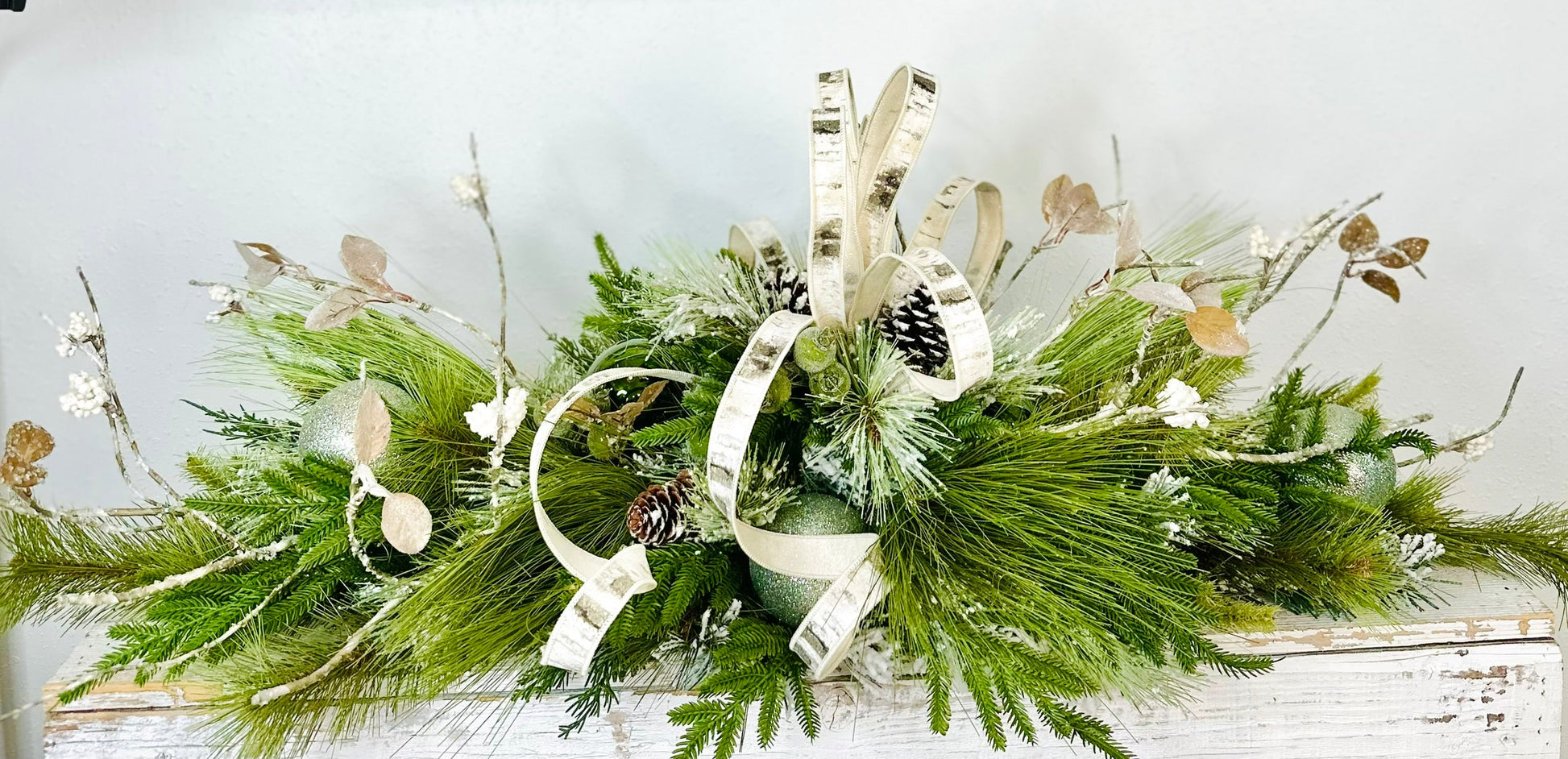 Rustic Farmhouse Christmas Table Swag | 42" Long Holiday Centerpiece TCT Crafts