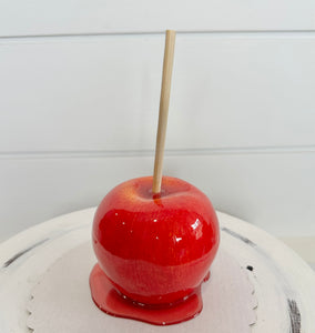 One Lifelike Faux Red Candy Apple, 7-Inch Artificial Fall Decor Fruit, Perfect for Seasonal Displays, Photo Props & Tiered Trays