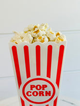 Load image into Gallery viewer, Classic 8-Inch Faux Popcorn Box Prop for Movie Room Decor, Non-Edible Clay and Resin Popcorn, Home Theater Accessory - Carnival Props