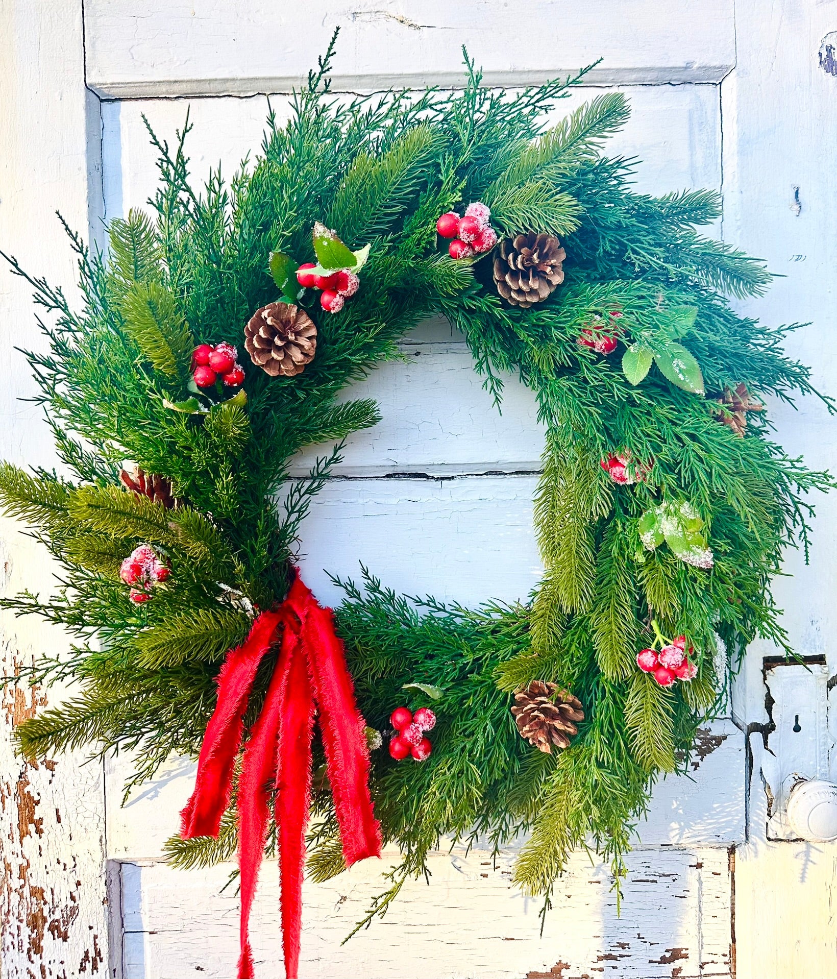 30" Artificial Cedar & Pine Berry Wreath – Classic Christmas Door Greenery TCT Crafts